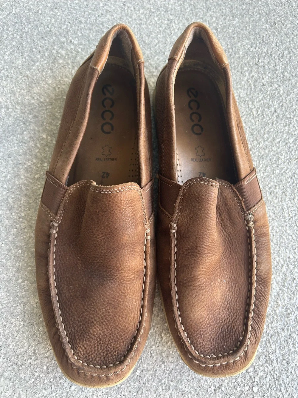ECCO Men’s Brown Leather Slip-On Loafers Size 42 / US 8-8.5